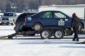 The Ryan Hammond / Kyle Laursen Honda Civic was on the trailer early on Saturday.