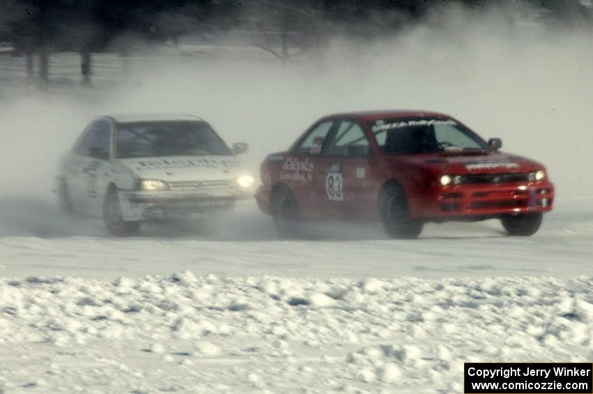 The Jay Luehmann and Kevin Beck / Dave Steen Subaru Imprezas