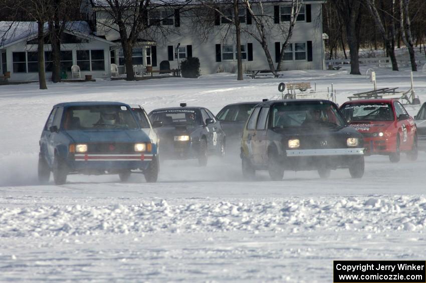 Lined up for the green of one of Saturday's sprint races.