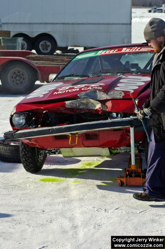 The Mark Knepper / Josh Peterson Alfa-Romeo GTV-6 sustained damage to the front.