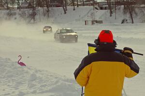 The Ty Saiki / Pete Forrey / Mike Ehleringer VW Passat gets the blue flag from Bob Kosky