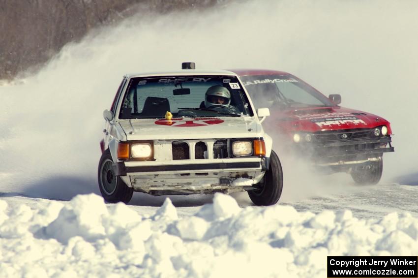 Dave Kapaun's Dodge Omni and the Jay Luehmann / Mark Utecht Subaru Impreza