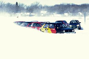 The battle into turn one during Sunday morning's sprint race.