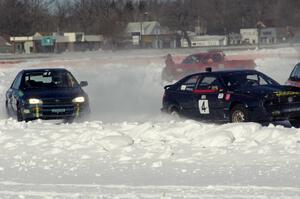 Brian Lange / Ron Johnson VW Corrado passes the Leo Nesseth / Chris ??? Subaru Impreza in corner one.