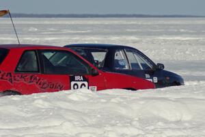 The Chad Reinhofer / Jason Lindell / Cody Reinhofer Plymouth Sundance and Tim Stone / Dan Gervais / Ryan Rose Subaru Impreza