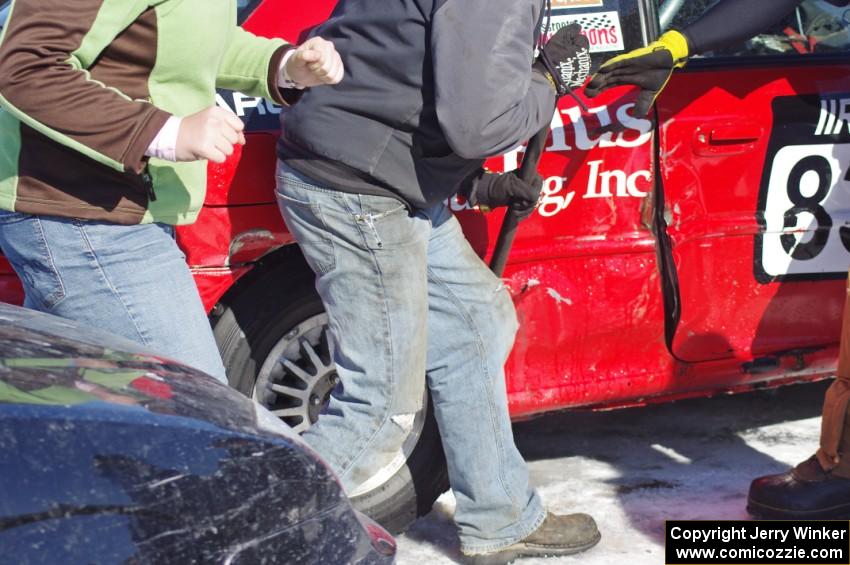 Mark Utecht / Tom Fuehrer Subaru Impreza sports damage.