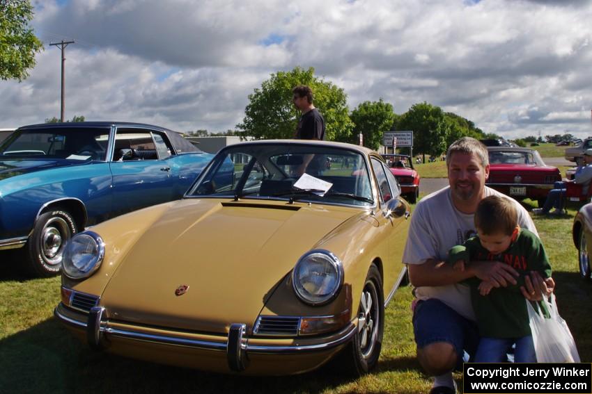 My son Rhys and I in front of a Porsche 912.