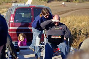 Handing out awards at the trailer at the end of the day.