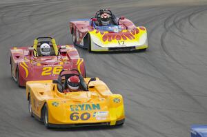 Tim Gray, Dale Nelson and Jim Gray battle during the Spec Racer Ford race.