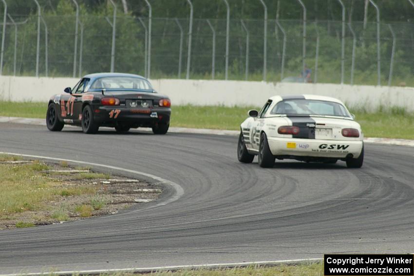 Bruce Andersen II's Spec Miata Mazda Miata is followed by Ray Yergler's ITA Mazda Miata.