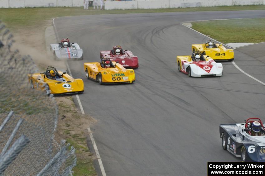 Mayhem during the Spec Racer Ford race.