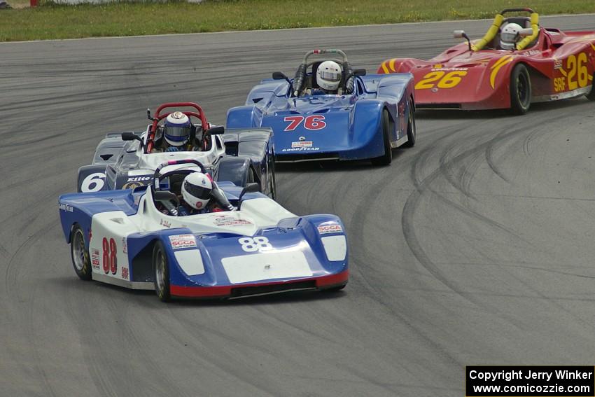 Dave Schaal leads Peter Jankovskis, Reid Johnson and Dale Nelson during the Spec Racer Ford race.