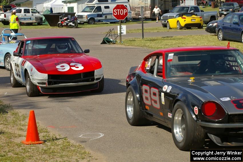 Mark Atkinson's (89) and Jerry Dulski's (93) Datsun 240Zs