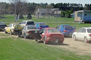 Waiting in the staging lanes.