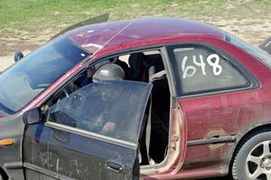 Matthew Kingsley's PA Subaru Impreza pulls into the finish to swap drivers