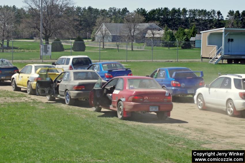 Waiting in the staging lanes.