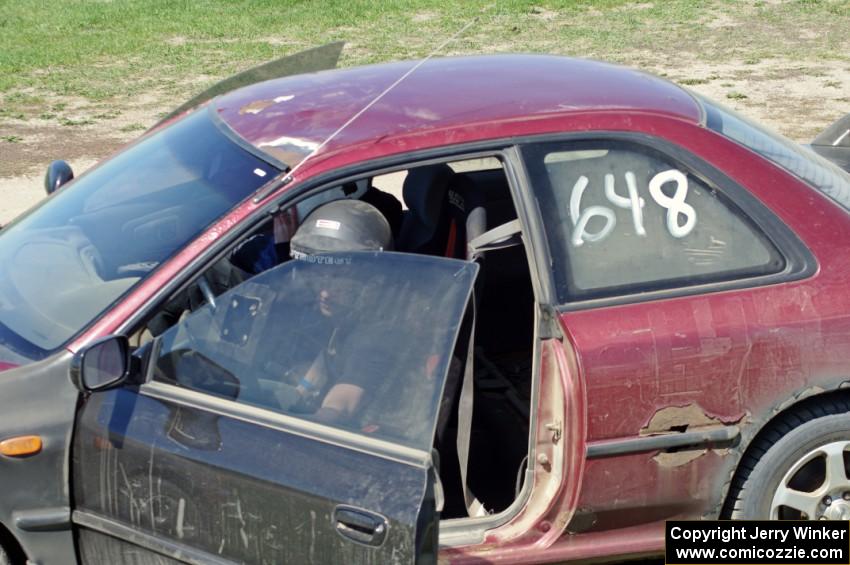 Matthew Kingsley's PA Subaru Impreza pulls into the finish to swap drivers