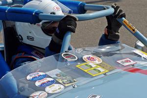 Randy Byboth sits in his Austin-Healey Sprite