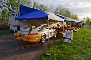 The Lindell Motorsports trailer and cars in the BIR paddock