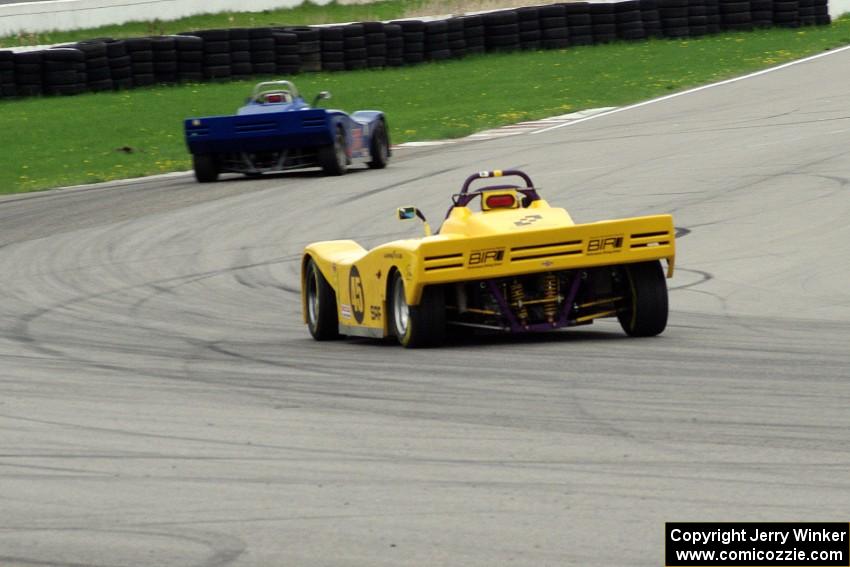 Jed Copham chases Reid Johnson, both in Spec Racer Fords