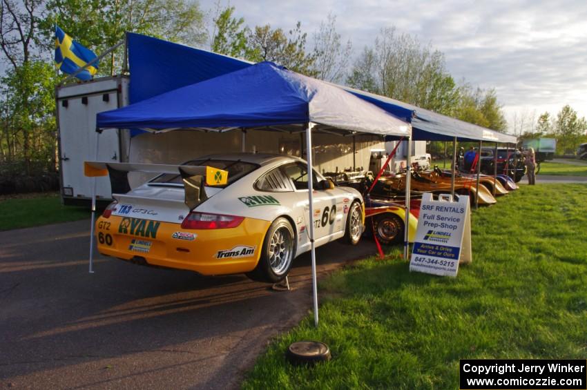 The Lindell Motorsports trailer and cars in the BIR paddock