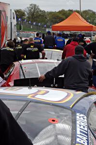 Cars lined up for tech inspection