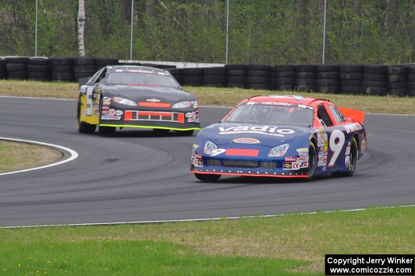 Dylan Lupton's Ford Fusion ahead of Dylan Hutchison's Chevy Impala