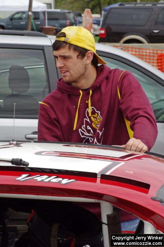 Dale Quarterley's car lines up for tech