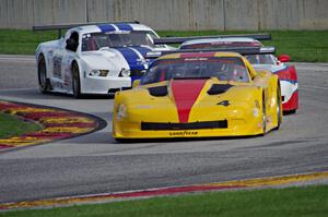 Tony Ave's Chevy Corvette, Simon Gregg's Chevy Corvette and Cliff Ebben's Ford Mustang