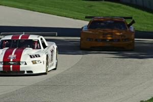 Denny Lamers's Ford Mustang and David Jans's Ford Mustang on the cool-off lap