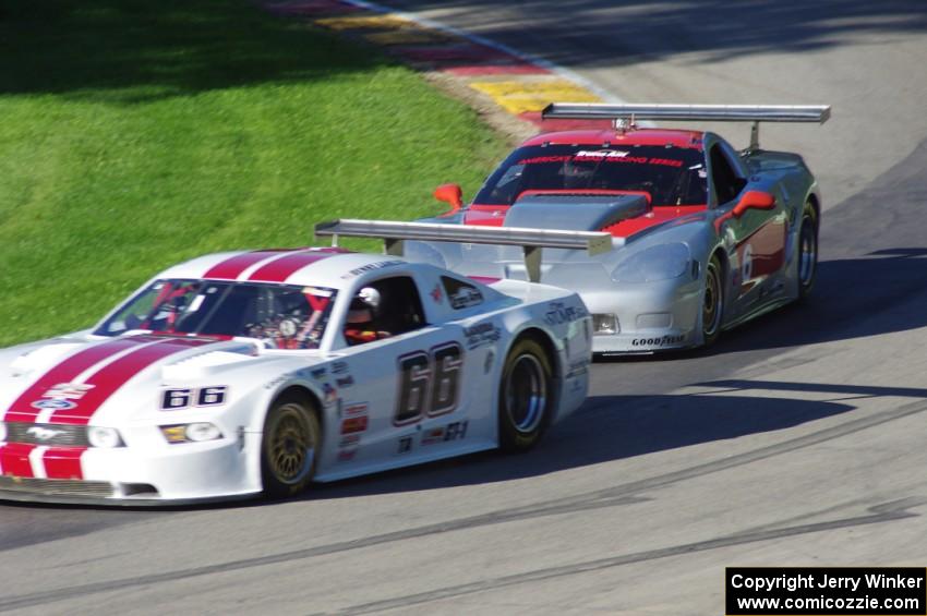 Denny Lamers's Ford Mustang and R.J. Lopez's Chevy Corvette