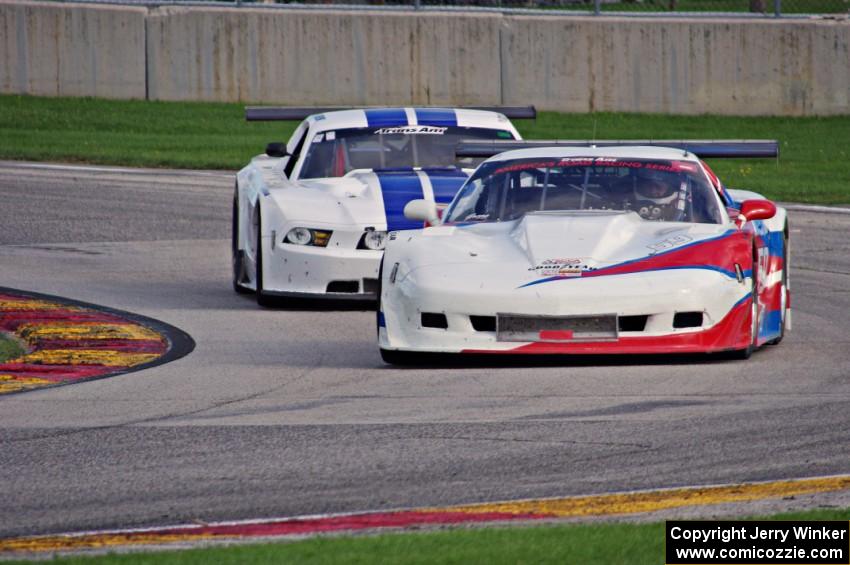 Simon Gregg's Chevy Corvette and Cliff Ebben's Ford Mustang