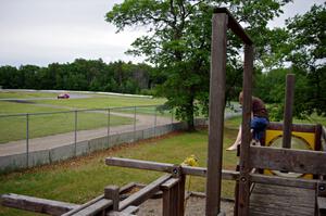 A great spot to watch the action at the carousel - if you're a kid.