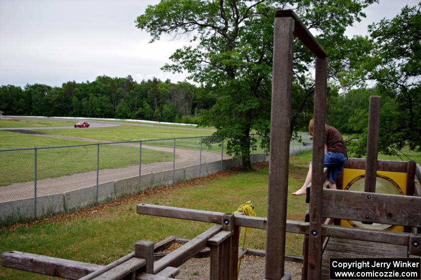 A great spot to watch the action at the carousel - if you're a kid.