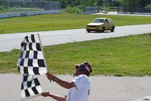 Team Short Bus VW Golf GL takes the checkered.