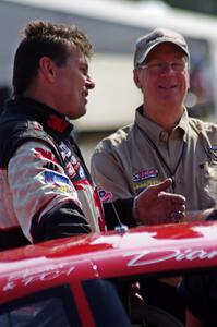 Mike Wilson chats with a Trans-Am official