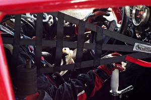 Amy Ruman sits in her Chevy Corvette before qualifying.