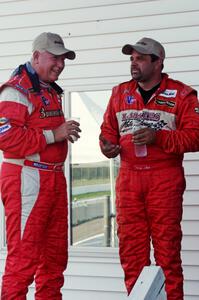 Runner-up Doug Peterson and race winner Tony Ave converse before the awards ceremony.