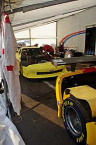 Doug Peterson's Chevy Corvette after the first race on Saturday.