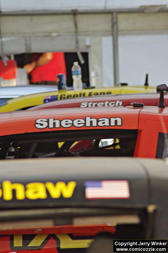 The Fix Rim Chevy Camaros in the paddock after the race on Saturday.