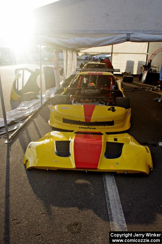 Tony Ave's Chevy Corvette after the first race on Saturday.