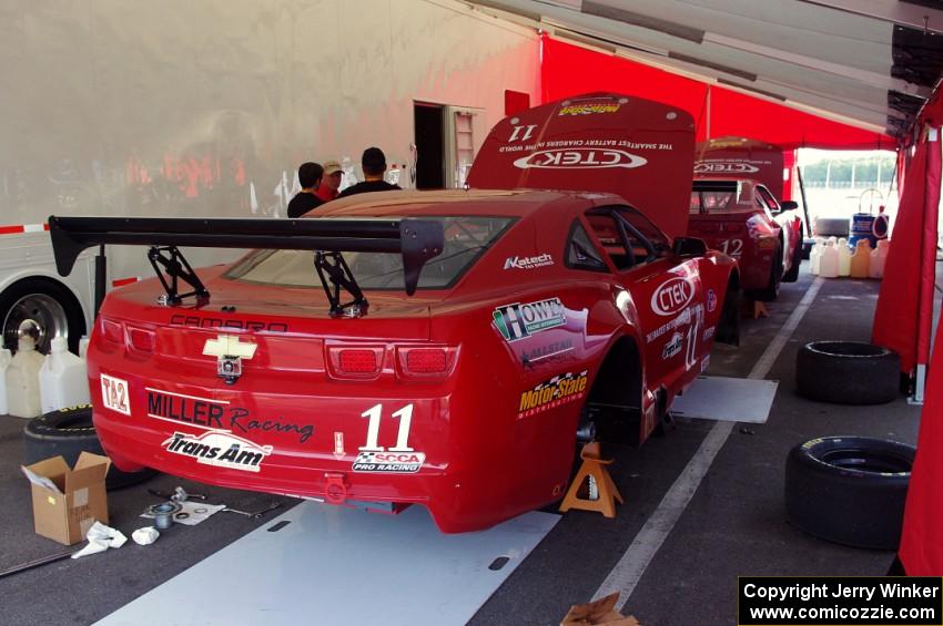 Cameron Lawrence's Chevy Camaro after the first race on Saturday.