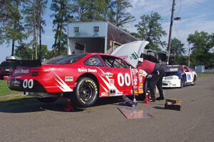 Mike Wilson's Chevy Monte Carlos in the paddock. He raced the 00 car for the weekend.