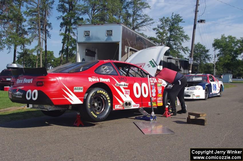 Mike Wilson's Chevy Monte Carlos in the paddock. He raced the 00 car for the weekend.