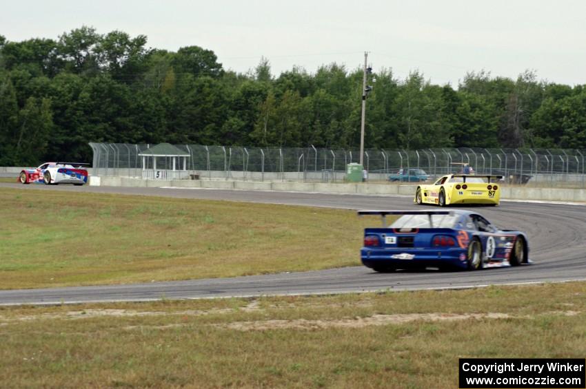 Third through fifth places: Simon Gregg's Chevy Corvette, Doug Peterson's Chevy Corvette and Matt Crandall's Ford Mustang