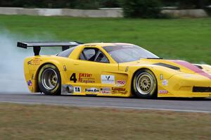 Tony Ave's Chevy Corvette has brake lock up in turn 4.