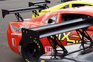 Three of the Fix Rim Chevy Camaros. Front to back) Mel Shaw, Tom Sheehan and Geoff Fane