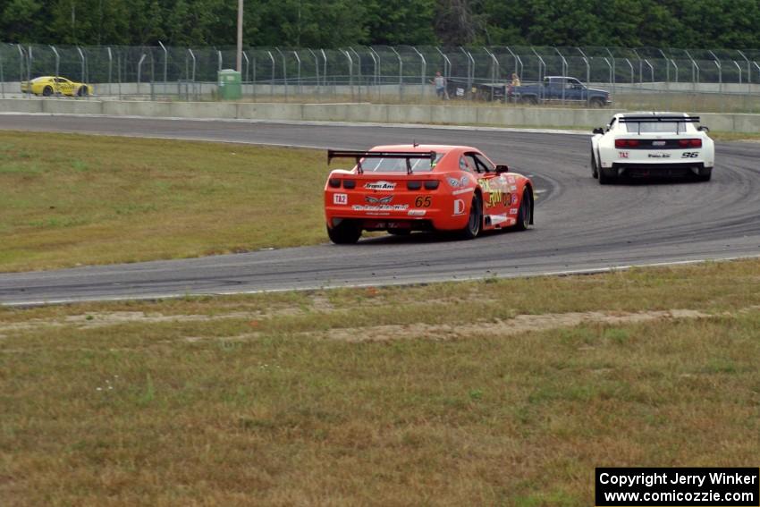 Chris Liesfeld's Chevy Camaro ahead of Tom Sheehan's Chevy Camaro