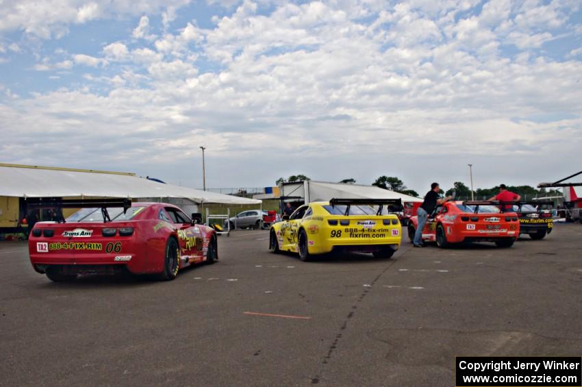 Fix Rim Chevy Camaros lined up after the race