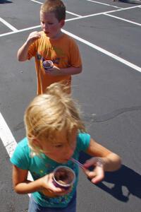 Enjoying a cold gelato.